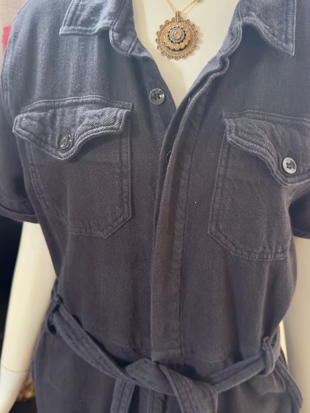 Good American Black Short-Sleeve Tie-Waist Jumpsuit - Picture 12 of 14